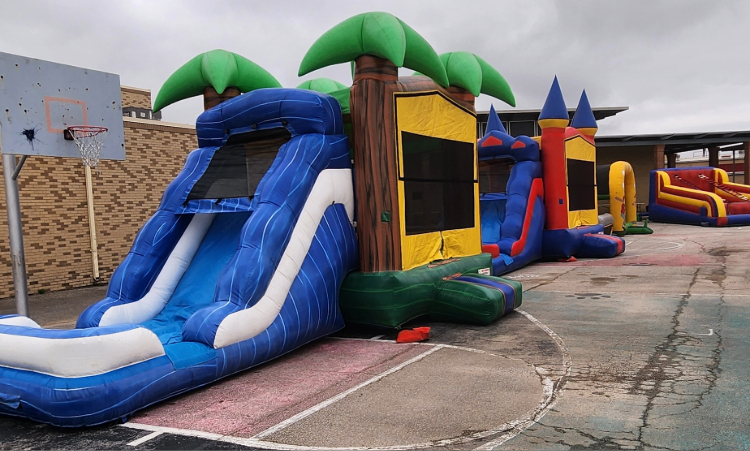 Davis middle school with bounce houses
